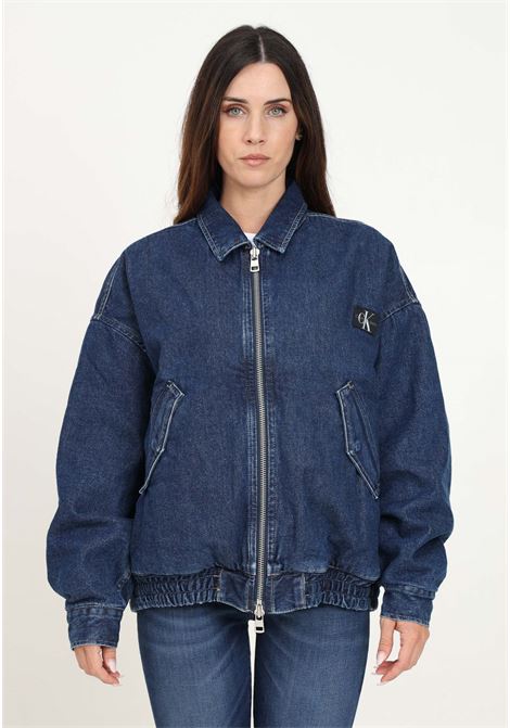 Women's blue denim bomber jacket with logo patch CALVIN KLEIN JEANS | J20J2247171BJ1BJ